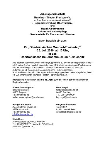 Oberfränkischen Mundart-Theatertag - Bezirk Oberfranken