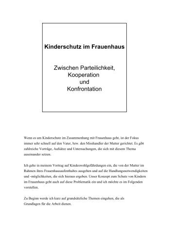 Kinderschutz im Frauenhaus - Frauenhauskoordinierung