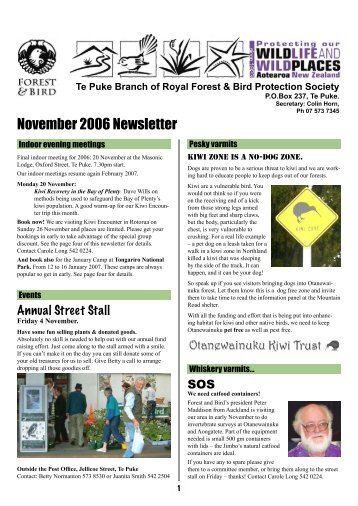 November 2006 Newsletter - Forest and Bird