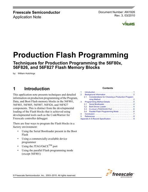 Production Flash Programming - Freescale