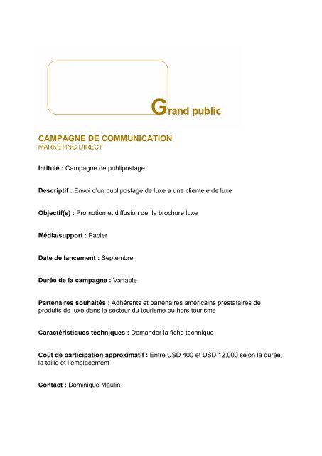 campagne communication - Maison de la France