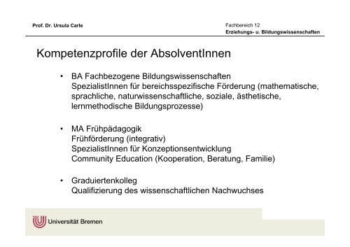 Qualifizierung für die Arbeit in Elementarbereich und Grundschule