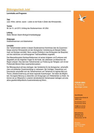 Bildungsurlaub - Programm Juist 2013 - forum unna