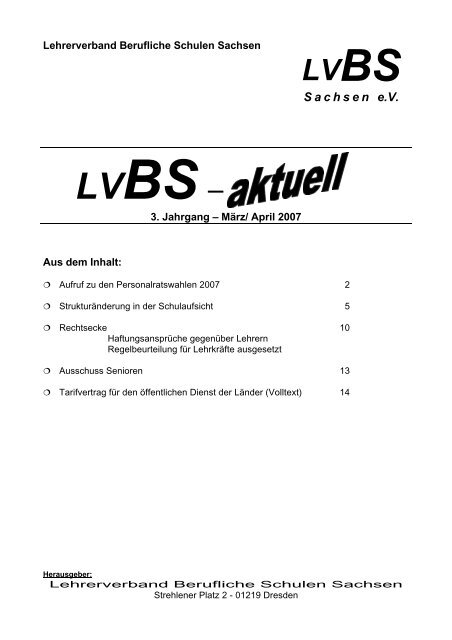 Änderungen bitte an die LVBS