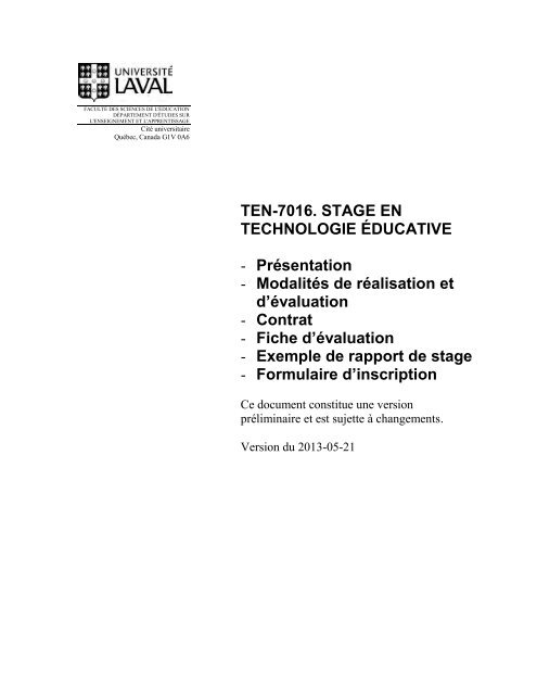 Guide Faculte Des Sciences De L Education Universite Laval