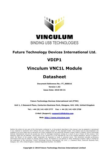 VDIP1 Vinculum VNC1L Module Datasheet - FTDI