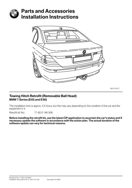 Towing hitch E65 E66 5748 - BMW Retrofit guides