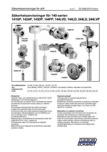 Safety Operating Instructions - FOXBORO ECKARDT GmbH