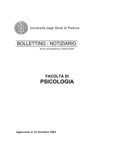 dei docenti - Facoltà di Psicologia - Università degli Studi di Padova