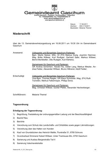 13. Niederschrift GV-Sitzung (73 KB) - .PDF - Gemeinde Gaschurn