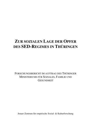 zur sozialen lage der opfer des sed-regimes in thüringen - Freistaat ...