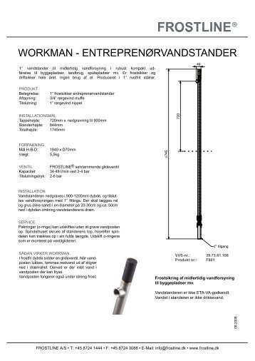 WORKMAN - ENTREPRENØRVANDSTANDER - Frostline