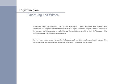 Flyer Logistik und Vertrieb 2011 - FrankfurtRheinMain GmbH