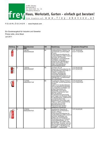 F E U E R L Ö S C H E R   - www.freytool.com Ein Sonderangebot für ...