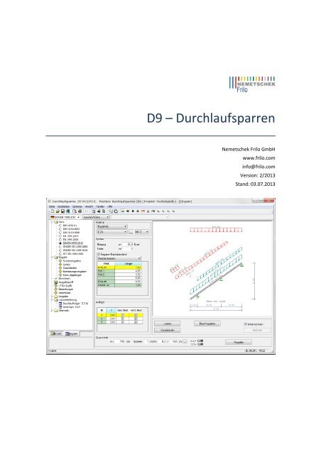 D9 – Durchlaufsparren - Frilo