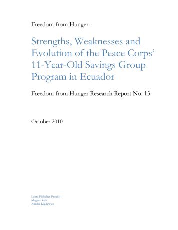 Strengths, Weaknesses and Evolution of the Peace Corps' 11-Year ...