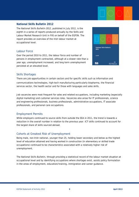 EGFSN Statement of Activity (PDF, 29 pages , 416KB) - Skills Ireland