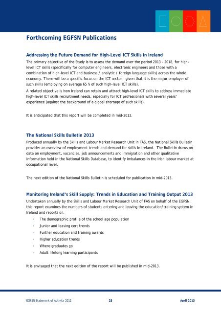 EGFSN Statement of Activity (PDF, 29 pages , 416KB) - Skills Ireland