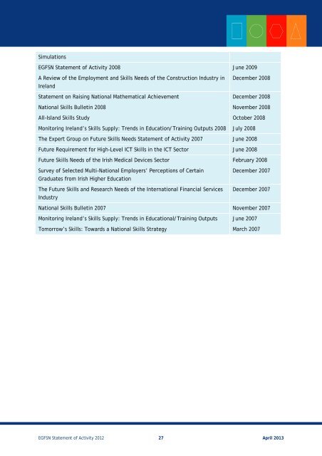 EGFSN Statement of Activity (PDF, 29 pages , 416KB) - Skills Ireland