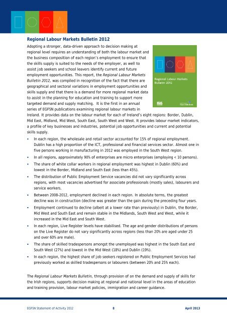 EGFSN Statement of Activity (PDF, 29 pages , 416KB) - Skills Ireland