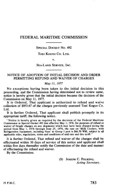 Full Volume 19 - Federal Maritime Commission