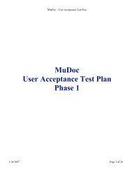 MuDoc User Acceptance Test Plan Phase 1 - folkwaysAlive!