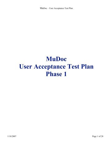 MuDoc User Acceptance Test Plan Phase 1 - folkwaysAlive!