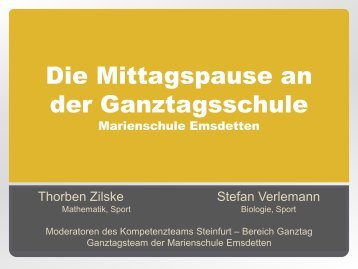 Die Mittagspause an der Marienschule Emsdetten - GanzTag in NRW