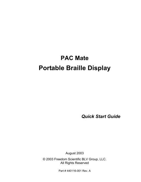 Portable Braille Display - Freedom Scientific