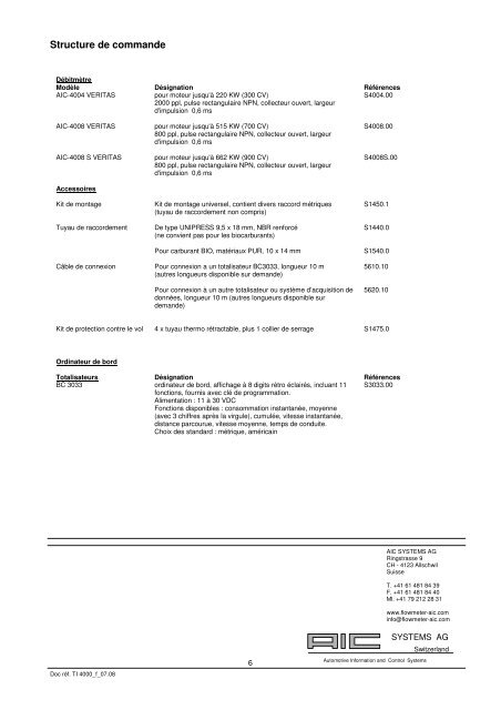 debitmetre pour carburant aic - 4004 / 4008 veritas - AIC Systems