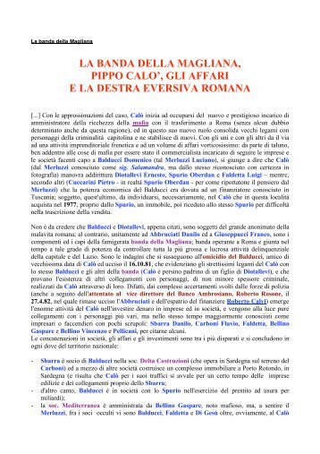 Banda della Magliana (Calò, gli affari e - fisica/mente