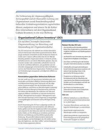 Organizational Culture Inventory (OCI) - FUTURUM MANAGEMENT