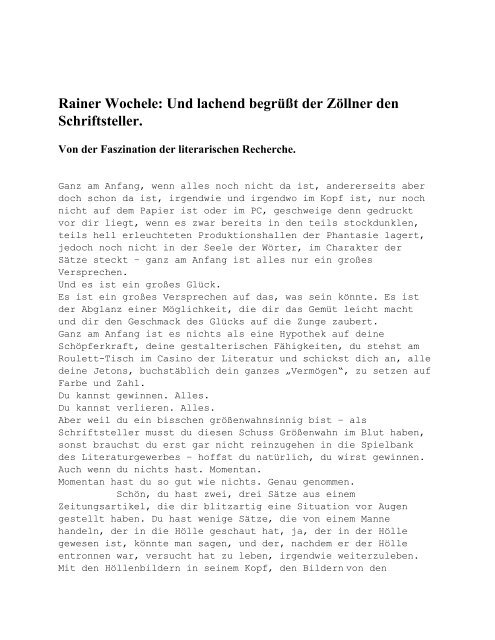 Wochele-Essay über literarische Recherche-1 - Forum Allmende