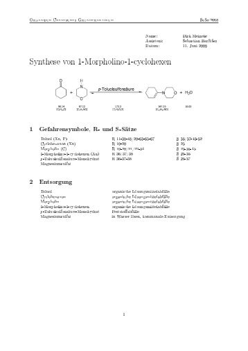 Synthese von 1-Morpholino-1-cyclohexen