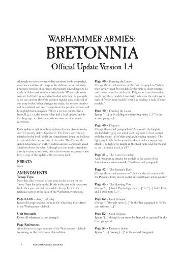 Bretonnia- FAQ v1.4 - Games Workshop