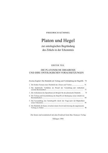 Platon und Hegel - Friedrich Kümmel