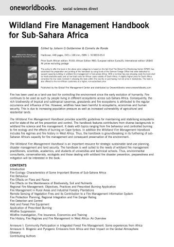 Wildland Fire Management Handbook for Sub-Sahara Africa