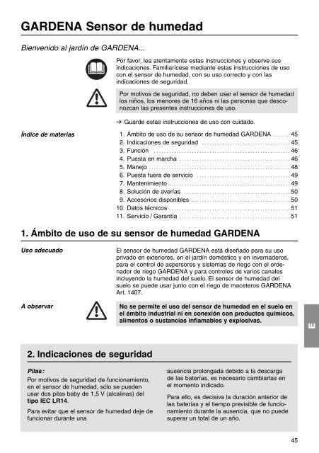 OM, Gardena, Sensor de humedad, Art 01188-20, 2007-07