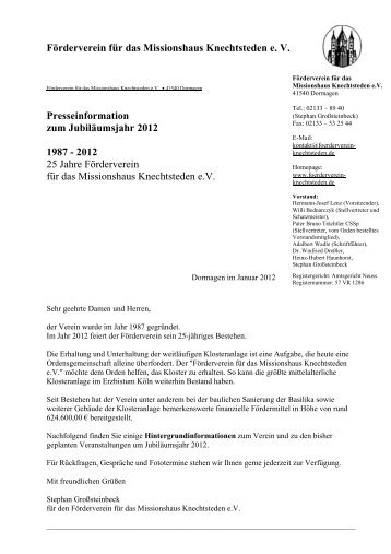 Förderverein für das Missionshaus Knechtsteden e. V ...