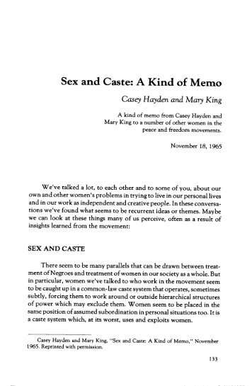 Sex and Caste: A Kind of Memo - Freedom Archives