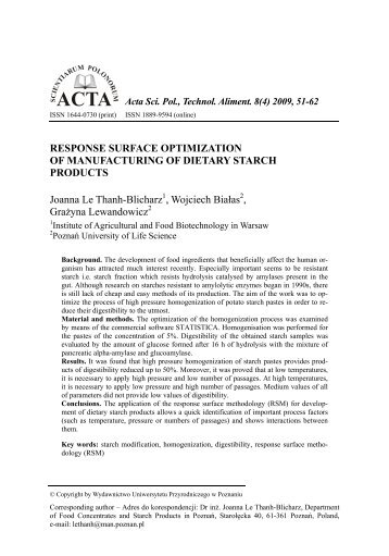 ACTA Acta Sci. Pol., Technol. Aliment. 8(4) 2009, 51-62