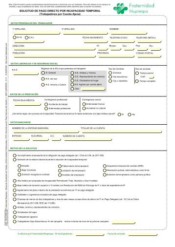 SOLICITUD DE PAGO DIRECTO POR INCAPACIDAD TEMPORAL ...