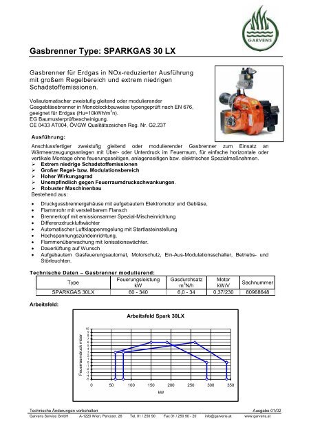 Gasbrenner Type: SPARKGAS 30 LX - Garvens