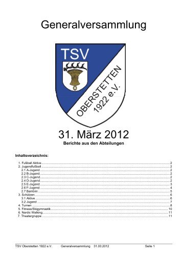 Generalversammlung 31. März 2012 - TSV Oberstetten