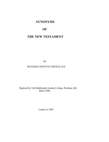 Synonyms of the New Testament - Gordon College Faculty