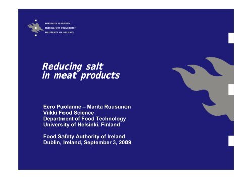 Reducing salt in meat products - The Food Safety Authority of Ireland