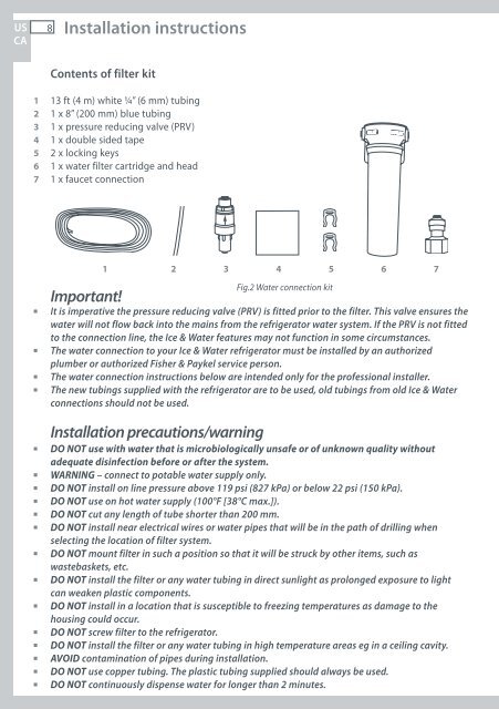 Installation instructions and User guide Instructions ... - Fisher & Paykel