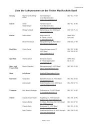 Liste der Lehrpersonen an der Freien Musikschule Basel