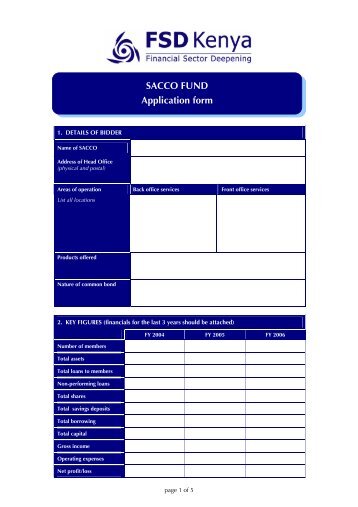 to download the SACCO Fund application form in pdf ... - FSD Kenya