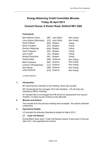 EBCC Minutes 260413 v1.0 - Joint Office of Gas Transporters